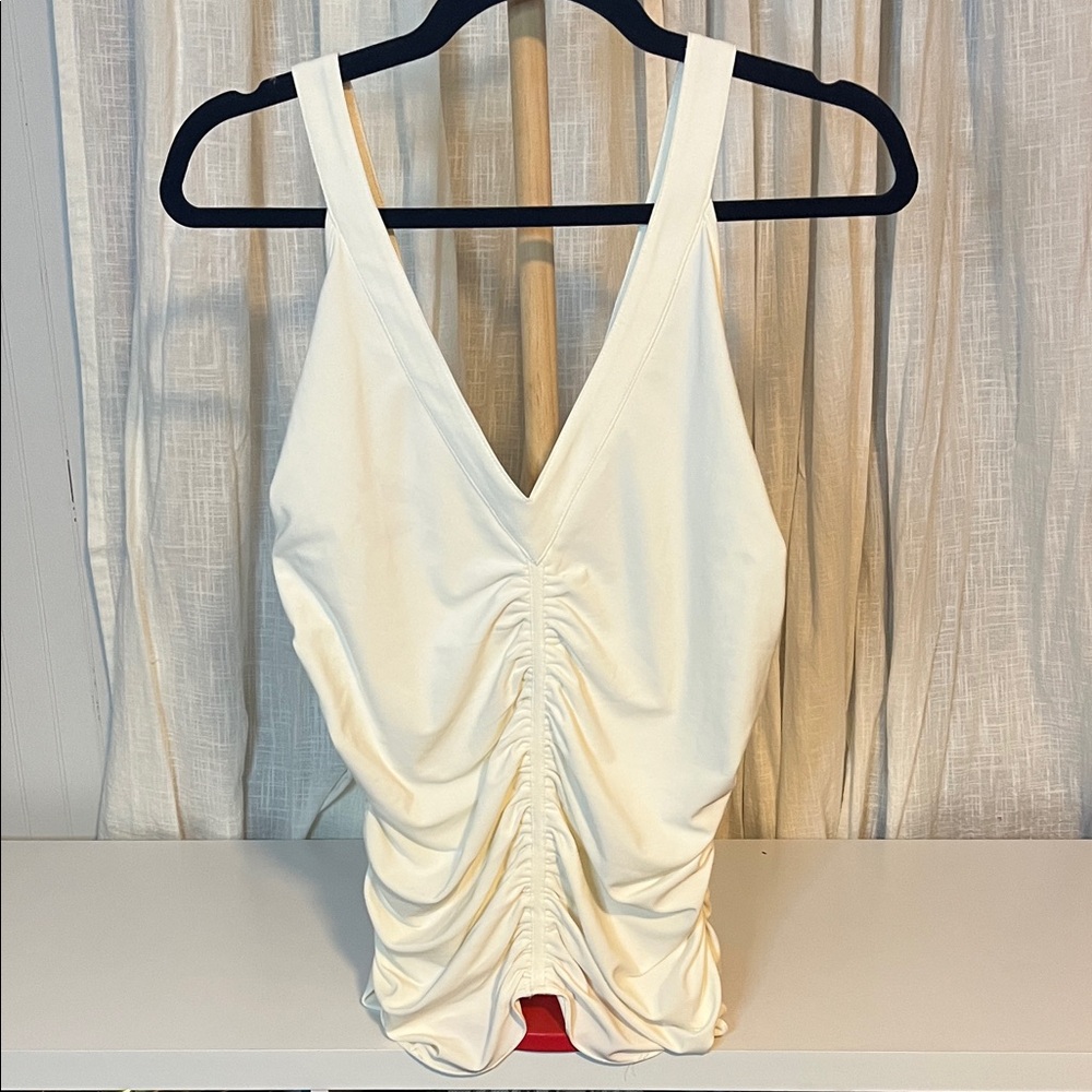 Garfield & Marks Ruched Cream Tank Top, Size M